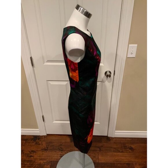Milly Dark Multicolor Floral Sleeveless Dress, Size 4 - Picture 4 of 9
